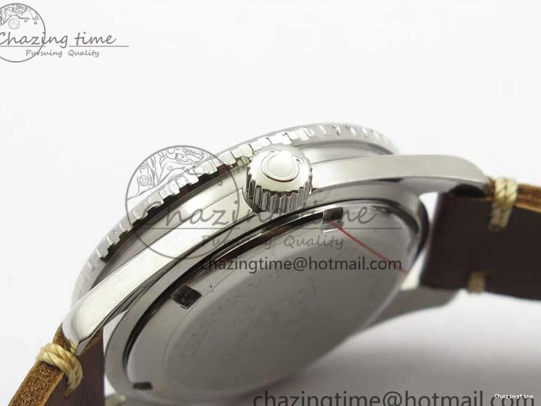 0408 Vintage Seamaster 300 Date T SS B12 Black Dial On Brown Leather Strap A2836 (Free Nylon Strap) WeatherProof 7911